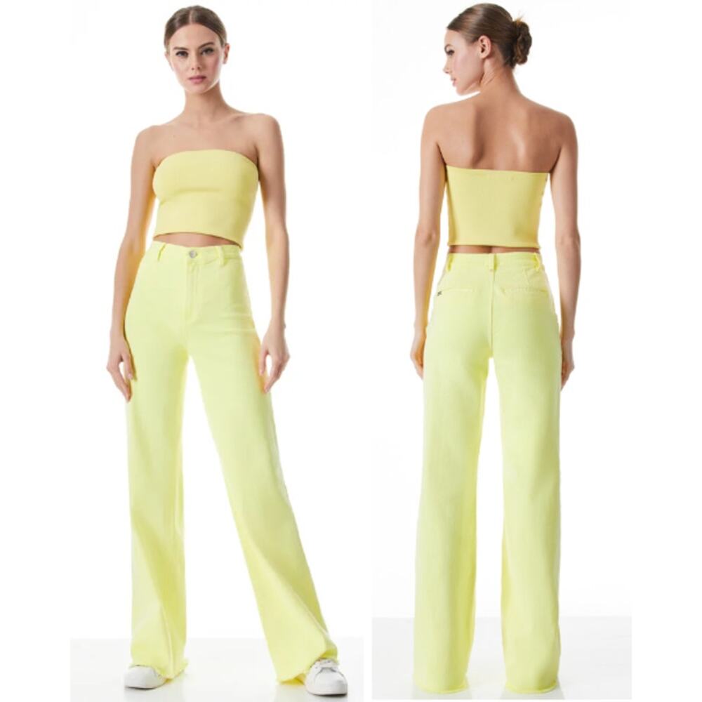 Alice + Olivia Yellow Flare & Wide Leg Jeans
